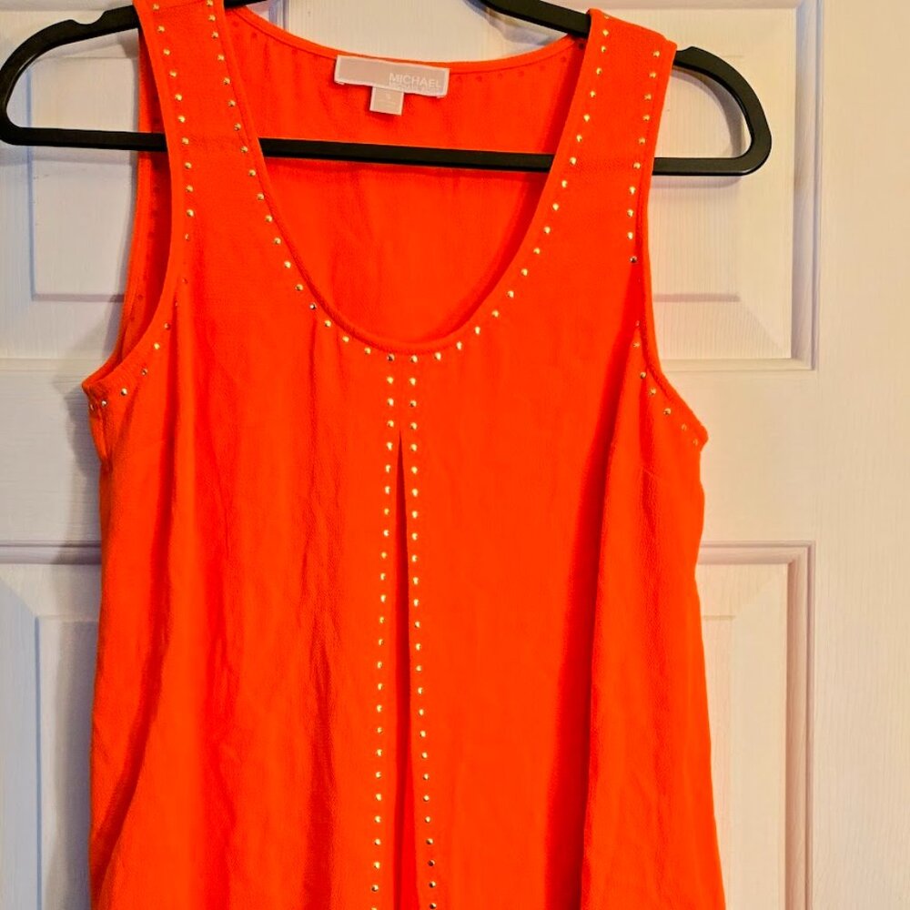 Michael Kors Orange Studded Embellished Tank Top Small Sleeveless